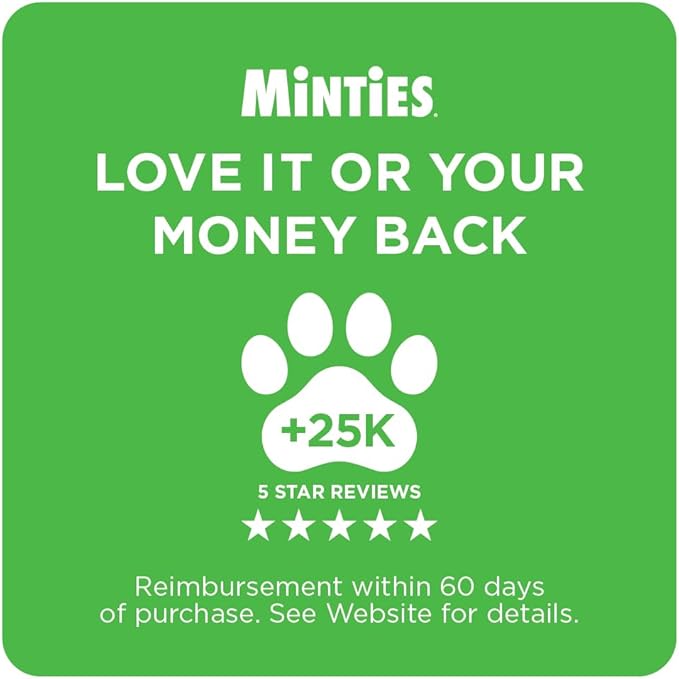 Minties Dental Treats for Cats, Chicken Flavored Treats for Cats, Freshens Breath and Controls Tartar, 30oz (12 2.5oz Bags)