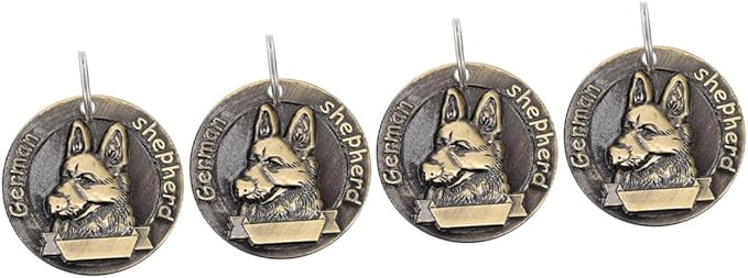 Cabilock 4pcs Vintage Bronze German Shepherd Dog Tags Pet Id Name Tags Alloy Collar Charms for Dogs Pet Supplies