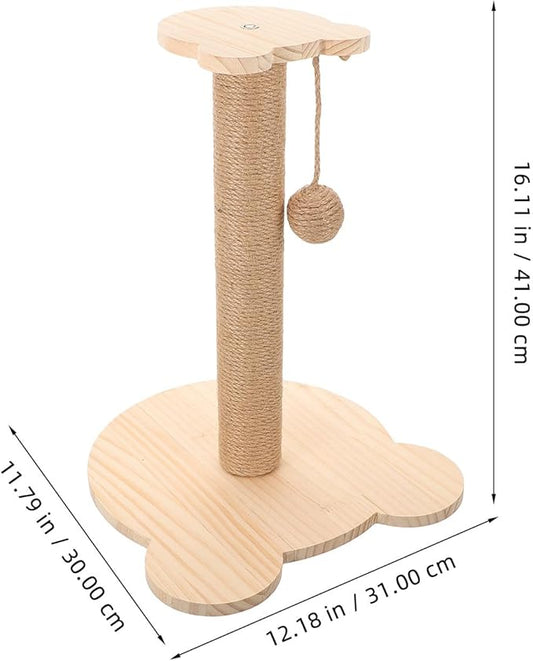 Homoyoyo Cat Scratching Post Natural Sisal Cat Scratcher Sturdy Wooden Indoor Kitten Scratcher for Daily Use