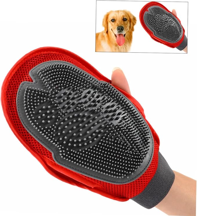 Yardwe Dog and Cat Deshedding Brush Glove Pet Hair Brush Gentle Grooming Glove Massage Function for Long Hair