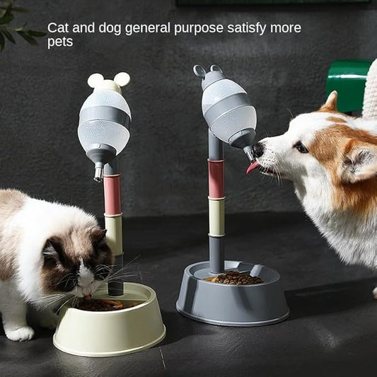 Buyter 2 in 1 Cat Feeder,Adjustable Dog Food Feeder & Water Dispenser,Pet Food Water Dish 2.2L Food and 528ML Waterer