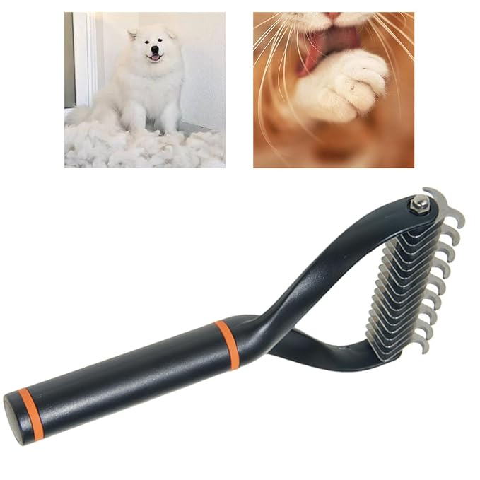 Pet Hair Comb Gentle Deshedding Ergonomic Handle Cats Grooming Supplies for Owners Metal Large Pet Grooming Tool