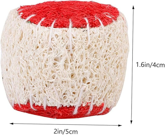 OUNONA 2pcs Natural Loofah Dog Chew Tennis Ball Pet Chewing Training Balls for Puppies Interactive Sturdy Dog Training Supplies Random Color