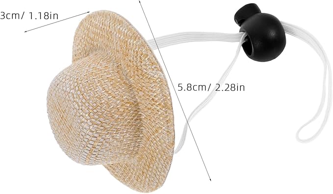 2pcs Beige Multi-Function Dog Straw Hats with Elastic Strap, Wear-Resistant Decorative Puppy Caps for Summer Outdoor Pet Supplies, Inner Diameter 3.2cm