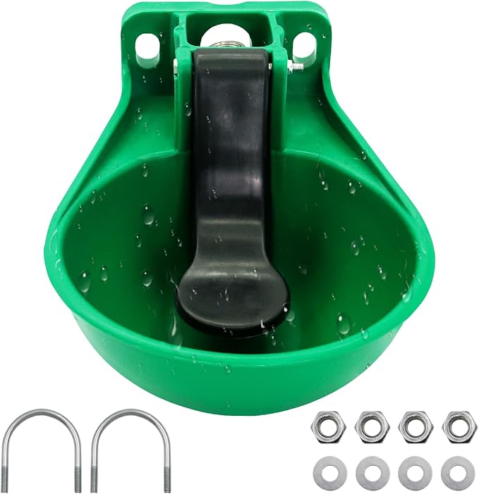 1pcs Automatic Livestock Waterer Bowl Water Trough Outdoor Cow Plastic Sink Horse Sheep Cattle Drinking Bowl Pet Feeding Bowls(Green) 