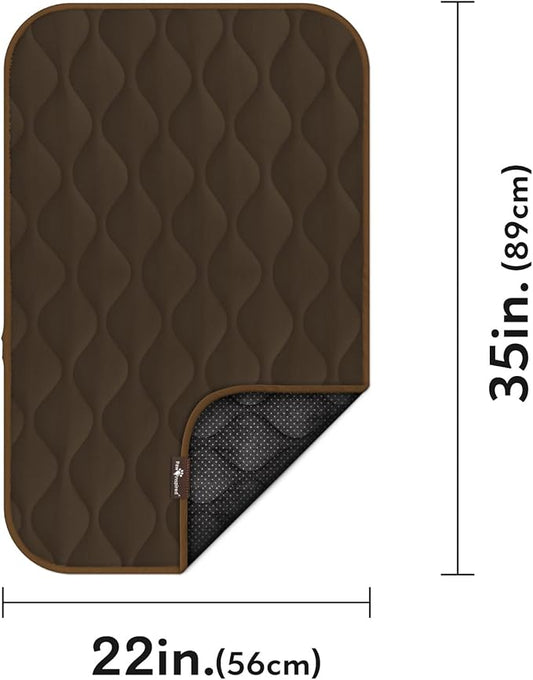 Paw Inspired Washable Padded Crate Mats for Dogs | 35” x 22” Pad, Fits 36-inch Kennels | Leakproof, Waterproof Bottom, Plush Pet Beds (Dark Brown)