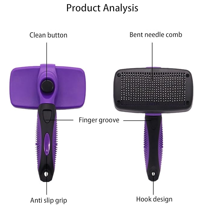 Self Cleaning Shedding Cat Brush - Skin Friendly Hair Removal And Grooming Tool Suitable For Cats And Dogs, Pet Hair Removal Tool Suitable For Shedding & Haired Pets(Blue,Large)