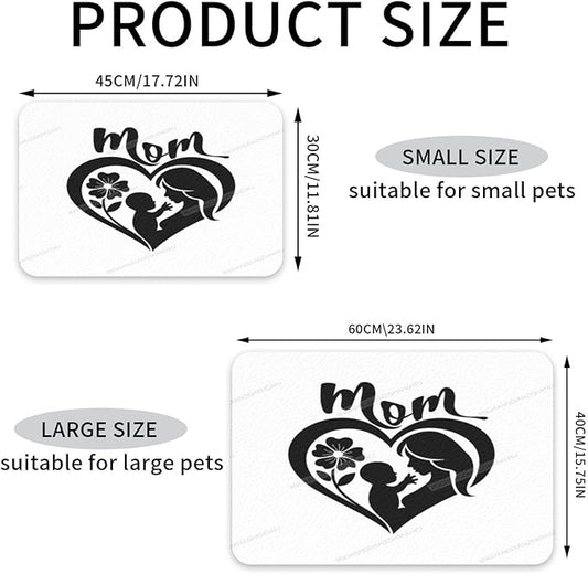 Dog Food Mats for Floors Absorbent Pet Cat Food Mat Happy Mother's Day Floral Gift for Mom Ig Non Slip Dogs Bowl Mats Water Dog Placemats Feeding Mat Pet Supplies 24x16In