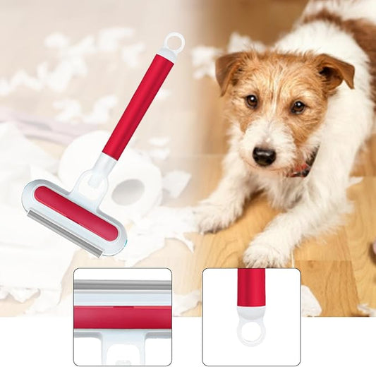 Pet Hair Removal Brush Dog Shedding Tool with Spray Function Grooming Cat Hair Remover for Laundry Window Glass Couch, Red
