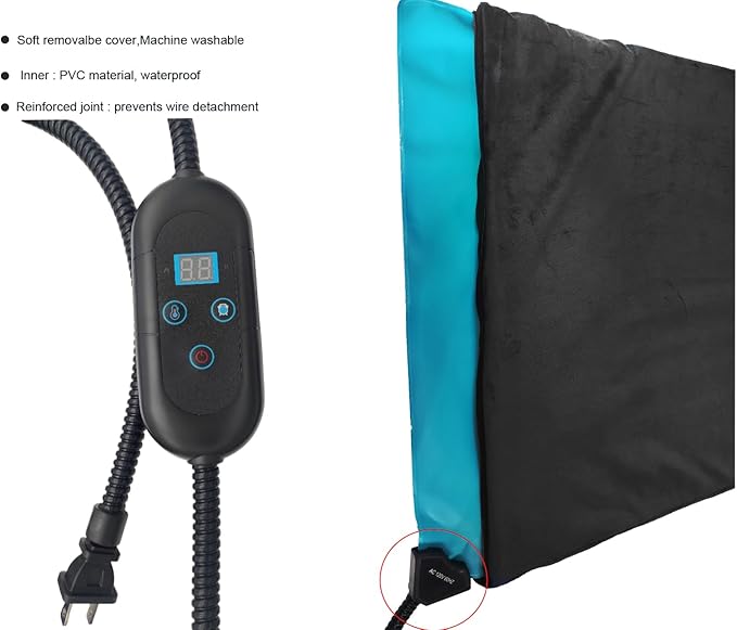 Large Pet Heating Pad for Cats & Dogs, 24x36 Inch, 6 Heat Levels,Auto Shut Off Timer, Waterproof, Removable Washable Cover, Chew-Proof Cord, Digital Display