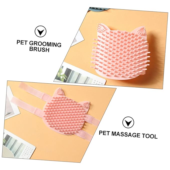 SUPVOX Silicone Cat Massage Brush Adjustable Grooming Tool for Cats Dogs Dual Use Dry for Removing Loose Fur and Itching Relief