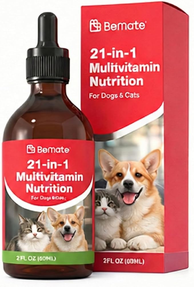 21-in-1 Multivitamin Nutrition for Dogs & Cats, Liquid Daily Vitamin Supplement, Supports Digestion, Immunity, Energy & Overall Wellness, Easy to Mix with Food, 2 fl oz (60 mL)