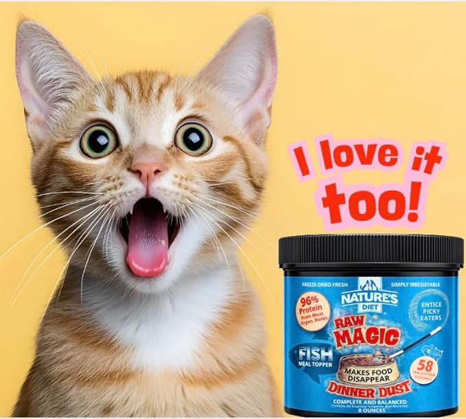 Freeze-Dried Raw Magic Dinner Dust - Premium Dog and Cat Food Topper with 96% Protein from Raw Meat, Liver, Bone Broth, Fruits and Vegetables - Irresistable - Perfect for Picky Eaters - 8oz (Chicken)