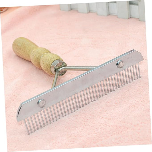 Toyvian Wooden Handle Pet for and Cats Stainless Steel Slicker Brush for Grooming Removes Tangles and Loose Stimulates Skin and Fur for Puppies and Kittens