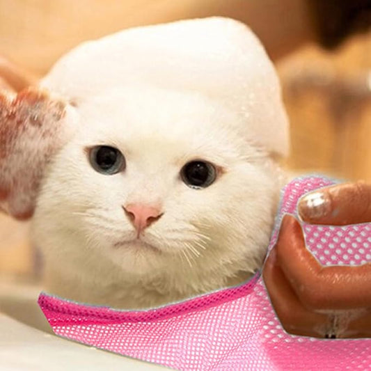 HANABASS Multi-Function Cat Grooming Bag Breathable Mesh Design for Bathing Nail Trimming and Feeding for Cats and Kittens Color