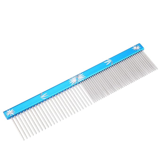 ZJchao Anti-Static Pet Hair Trimmer Comb for Dogs & Cats Straight Row Design for Precise Grooming of Eyes Ears Legs (Blue)