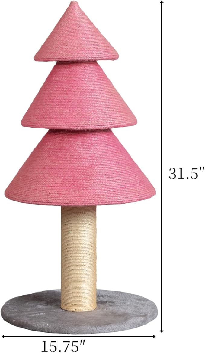 VINGLI Pink Christmas Tree Scratching Post Decor Indoor Bedroom Living Room Nature Cat Tree