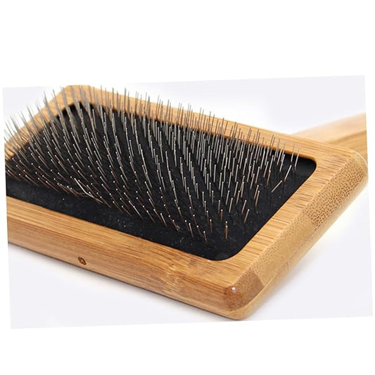 BESPORTBLE Needle Comb Bamboo Wood Pet Grooming Comb Ergonomic Handle Pet Hair Remover Lint Brush Dog Cat Grooming Tool