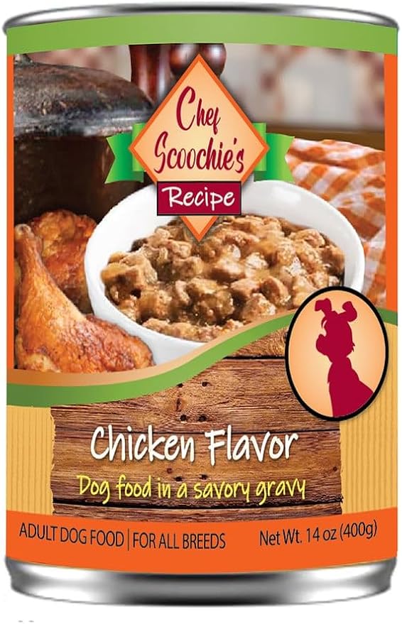 Scoochie Pet Chef Scoochies Chicken Dog Food in Gravy 14 Ounce Pop Top Can, Pet Foods and Supplies
