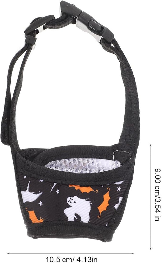 Adjustable Anti-Barking Dog Muzzle for Small Dogs Puppy Breathable Outdoor Mouth Cover Soft Protective Pet Supplies Muzzle Size M Black Pattern