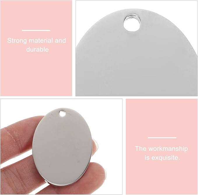 10pcs Stainless Steel Pet Id Tags 43x29mm Metal Collar Accessories for Pets Supplies
