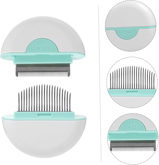 Happyyami Cat Hair Removal Comb with Non Slip Handle Pet Grooming Brush for Shedding Detangling and Massage Suitable for Long and Haired Cats Mint Green