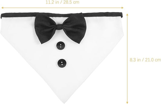 Formal Dog Bandana with Bowtie Collar Large Size Pet Scarf for Wedding Day and Party Supplies Stylish Dog Necktie