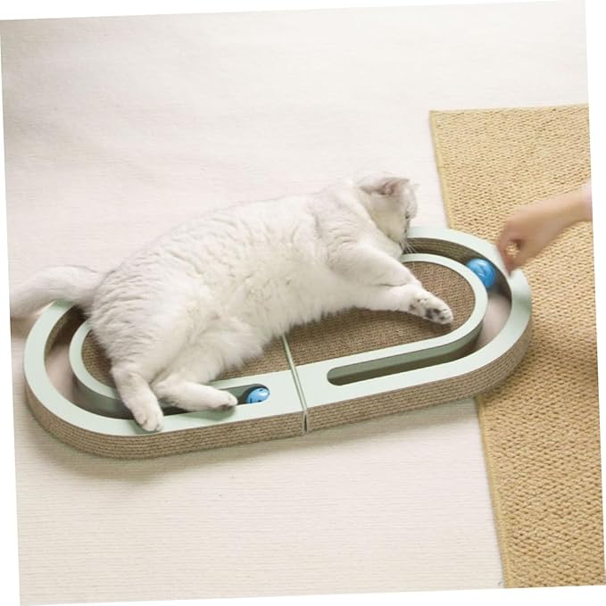 Indoor Cat Scratcher Board with Ball, Foldable Corrugated Cardboard Kitten Scratching Post for Household Cats and Kittens