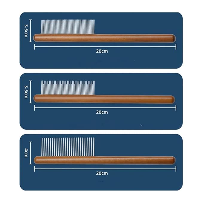 Cat Comb Stainless Steel Pet Hair Remover Wooden Handle Cat Hair Comb Pet Grooming Massage Dog Brush Pets Supplies(Dense comb)
