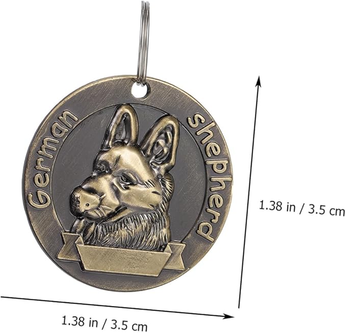 MERRYHAPY 4pcs Retro Metal Dog Collar Id Tags Vintage Alloy Name Tags for Large Shepherd Dogs Pet Supplies Sturdy Hanging Charms for Dog Collars