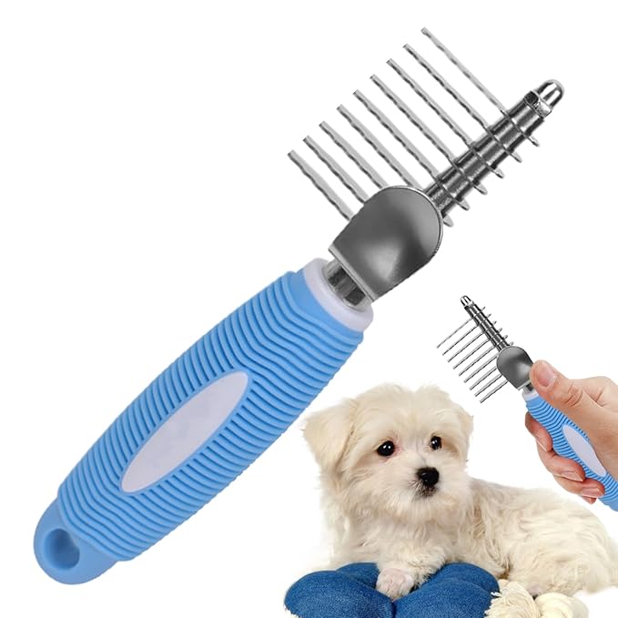 Dematting Comb for Cats - Ergonomic Gentle Metal,Grooming Brush for Long Haired Cats | for Small Medium Long Short Puppy Kitten Home Indoor