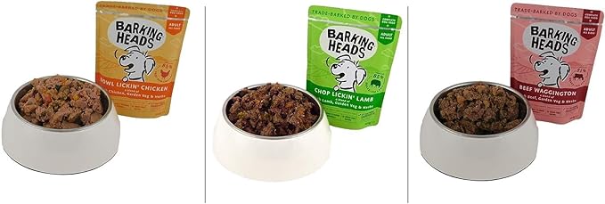EHBOAQ Barking Heads Adult Dog Food Wet Pouches Variety Pack Natural and Grain-Free with No Artificial Flavours Plus Added Vitamins and Minerals 6 x 300g