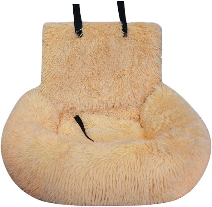 Small Dog Car Seat, Medium Dog Plush Car Seat, Non-Slip Travel Bed Pet Cushion for Traveling Camping Kitten Road Trip Daily Commuting Vet Visit Adventures