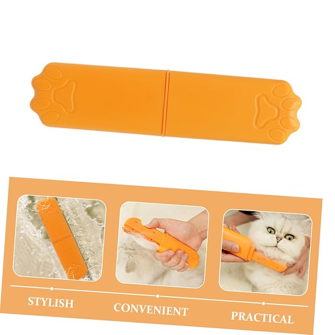 TOYANDONA Pet Comb for Cats and Dogs Detangling Shedding Brush with Fine Teeth Hair Removal Tool for Grooming and Dematting Orange Color Suitable for Small to Medium Pets