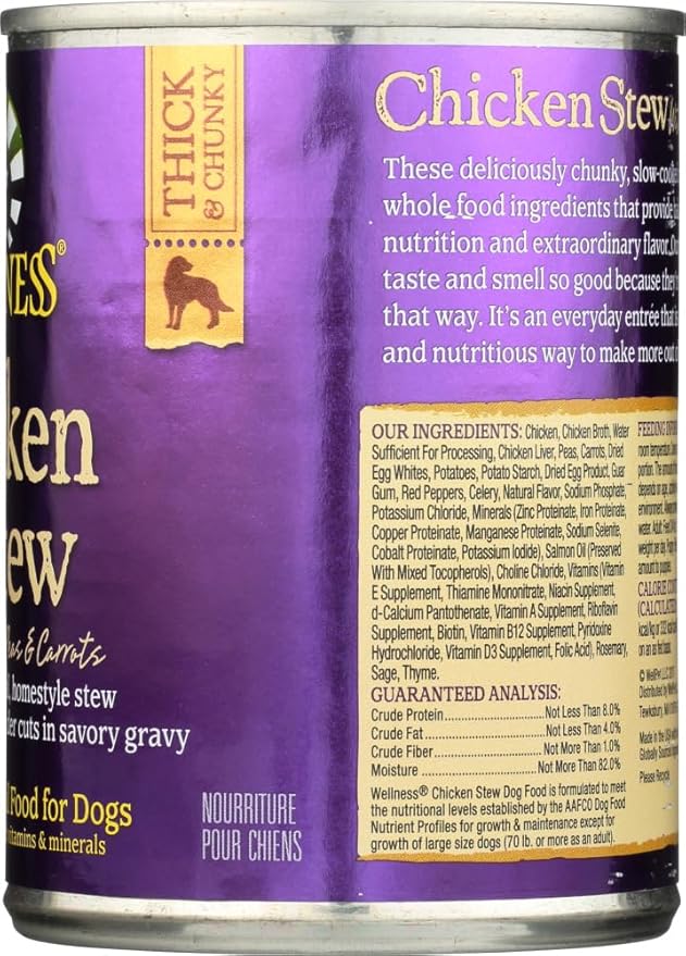 Wellness Dog, Can, Chkn Stw, Pea and Crrt, 12.50-Ounce (Pack of 6)
