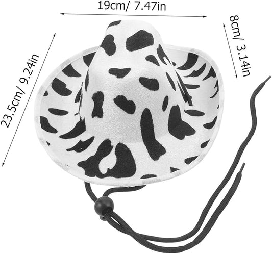 BESPORTBLE Pet Hat Cow-Print Adjustable Sun Hat with Soft Fabric for Dogs and Cats, Festival Costume Accessory for Puppy and Kitten Party Supplies