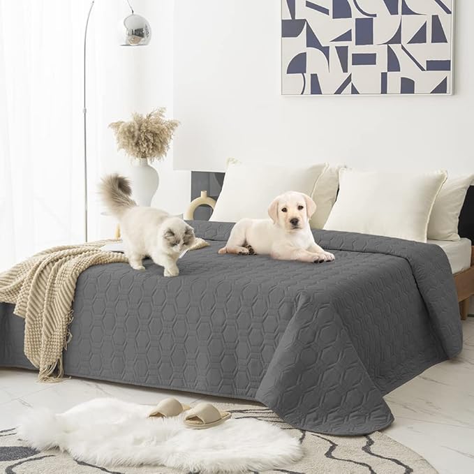 Waterproof and Non-Slip Dog Bed Cover and Pet Blanket Sofa Pet Bed Mat ,car Incontinence Mattress Protectors Furniture Couch Cover for Most Cats Dogs, Pets(40x50-Dark Grey)