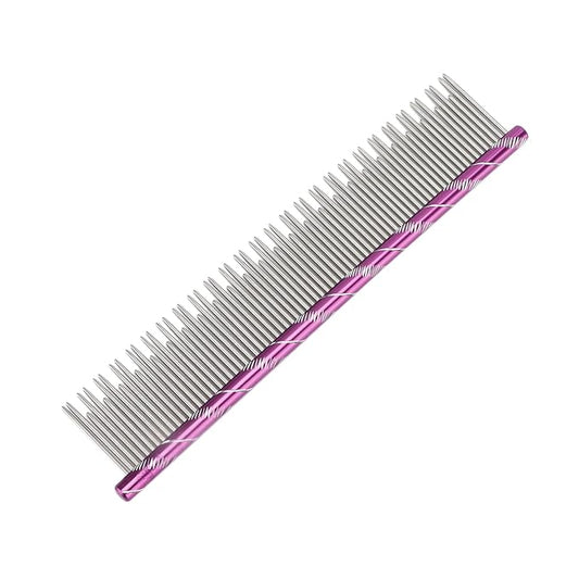 Pet Hair Removal Comb, Cat Comb with Stainless Steel Teeth, Open Knot Comb for Cat Grooming, Durable Reusable Pet Grooming Tool with Ergonomic Handle for Long Haired and Short Hair (Purple)