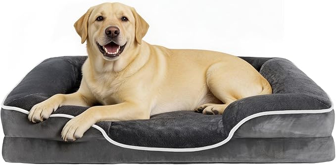 NEWBULIG 35x25 Inch Orthopedic Dog Bed Large Sized, Dog Couch/Sofa Bed with Washable Cover, Waterproof, Memory Foam, Soft Fluffy Surface