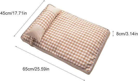 Dog Sofa Bed, Removable Washable Cover, 4 Season Universal, Soft Plush Plaid Cat Bed, Comfortable Pet Supplies (S)