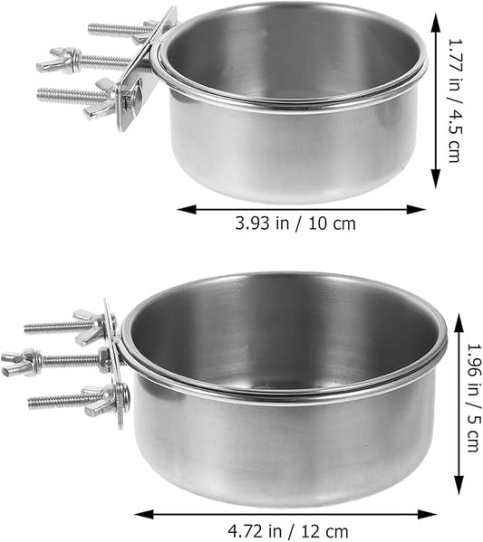 Milisten 2pcs Stainless Steel Dog Food Bowl and Cat Feeding Dish, Large Capacity Anti-Spill Design, Removable Bowls for Home Use, 10x4.5cm 12x5cm Pet Feeding Supplies