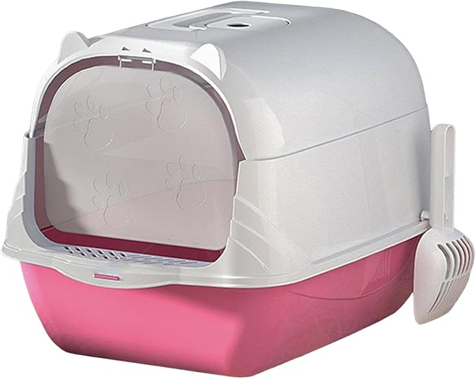 Enclosed Hooded Cat Litter Box with Two-Way Door, Deep Pet Litter Pan, Covered Cat Toilet Bedpan for Odor Control-