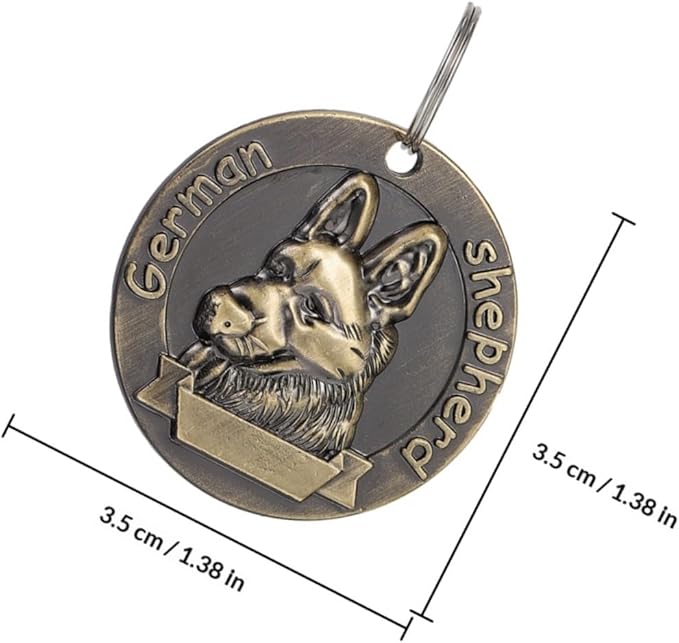 Toddmomy 4pcs Retro Metal Pet Identity Tags for German Shepherd Dogs, Hanging Dog Collar Labels, Vintage Bronze Finish, Sturdy Id Tags for Pet Supplies