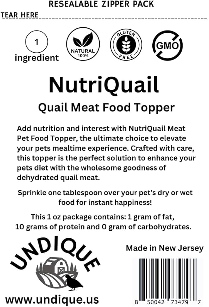 Undique NutriQuail Meat Pet Food Topper
