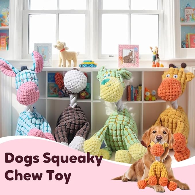 Indestructible Dog Toy, 2026 New Durable Plush Dog Toys for Aggressive Chewers, Interactive Squeaky Soft Puppy Chew Toy, Durable Teething Toys for Small Medium Large Dogs (Orange)