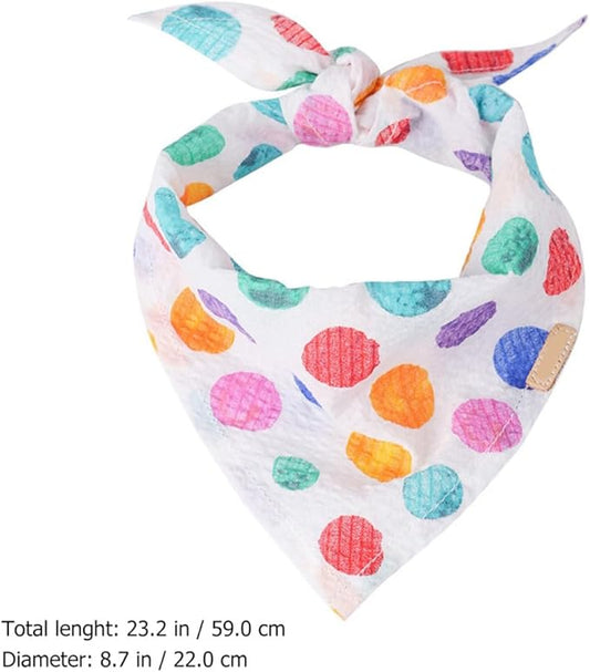 Uonlytech Pet Cotton Dog Bandana Bib Breathable Washable Saliva Towel Small Rainbow Polka Dot Triangle Scarf Summer Pet Supply for Cats and Dogs