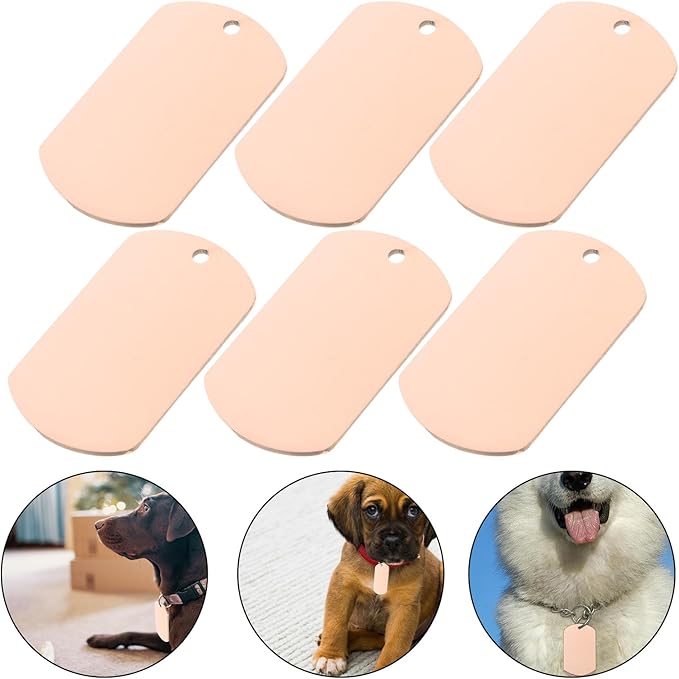 BESTonZON 10pcs Rose Gold Metal Dog Id Tags Blank Engravable Pet Charms Round Stamping Tags for Puppy Collar Accessories DIY Jewelry Supplies