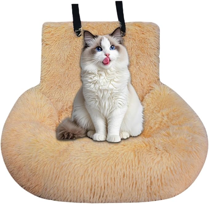 Small Dog Car Seat | Plush Cat Booster Car Seat,Pet Supplies Washable Travel Bed for Medium Small Puppy Kitten Vehicle Traveling Vet Visit Daily Vacations