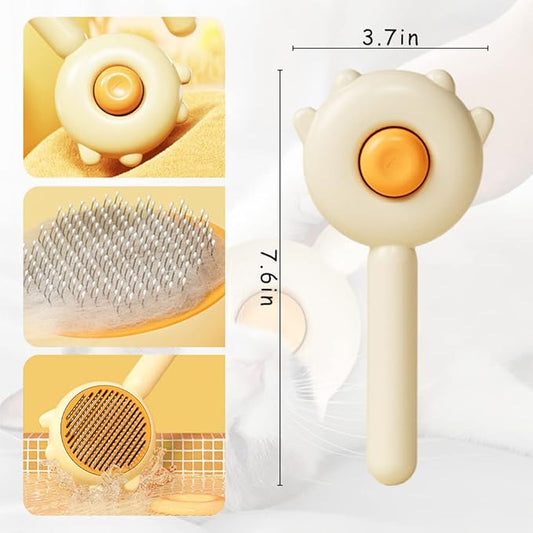 Hair Brush, 2023 New Pet Hair Cleaner Brush, Cat Grooming Brush Long or Short Hair, Self Cleaning Slicker Comb for Kitten, Removes Tangles Loose Fur, 2Pcs#D