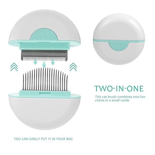 Homoyoyo Cat Hair Removal Comb Mint Green Lightweight Pet Grooming Brush with Massage Teeth for Shedding Loose Hair and Tangles Non-slip Handle for Indoor Cats Regular Fur Cleaning and